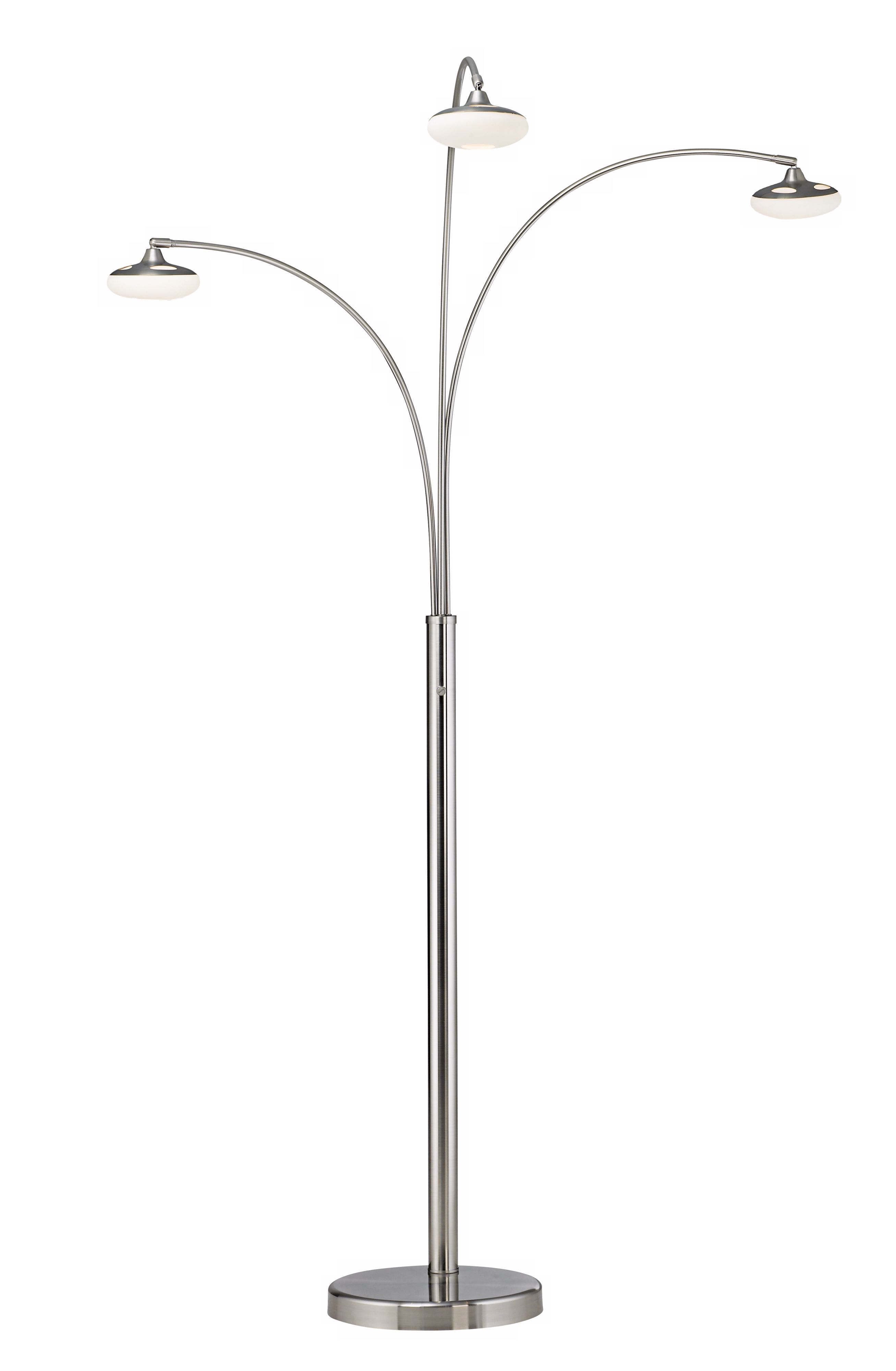 Nova Three Light Round Glass Shades Arc Floor Lamp