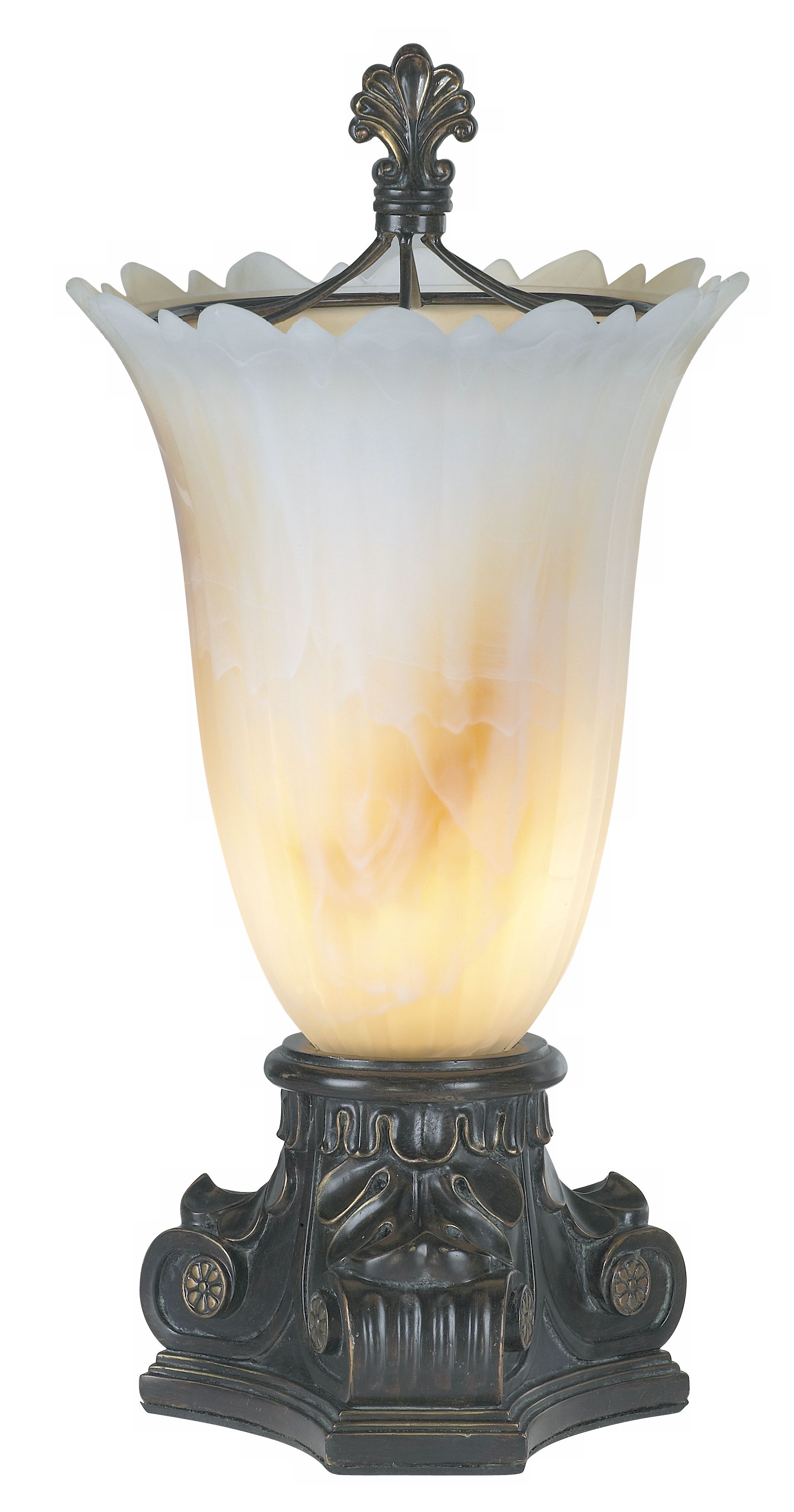 Fluted Alabaster Glass Uplight Torchiere Table Lamp