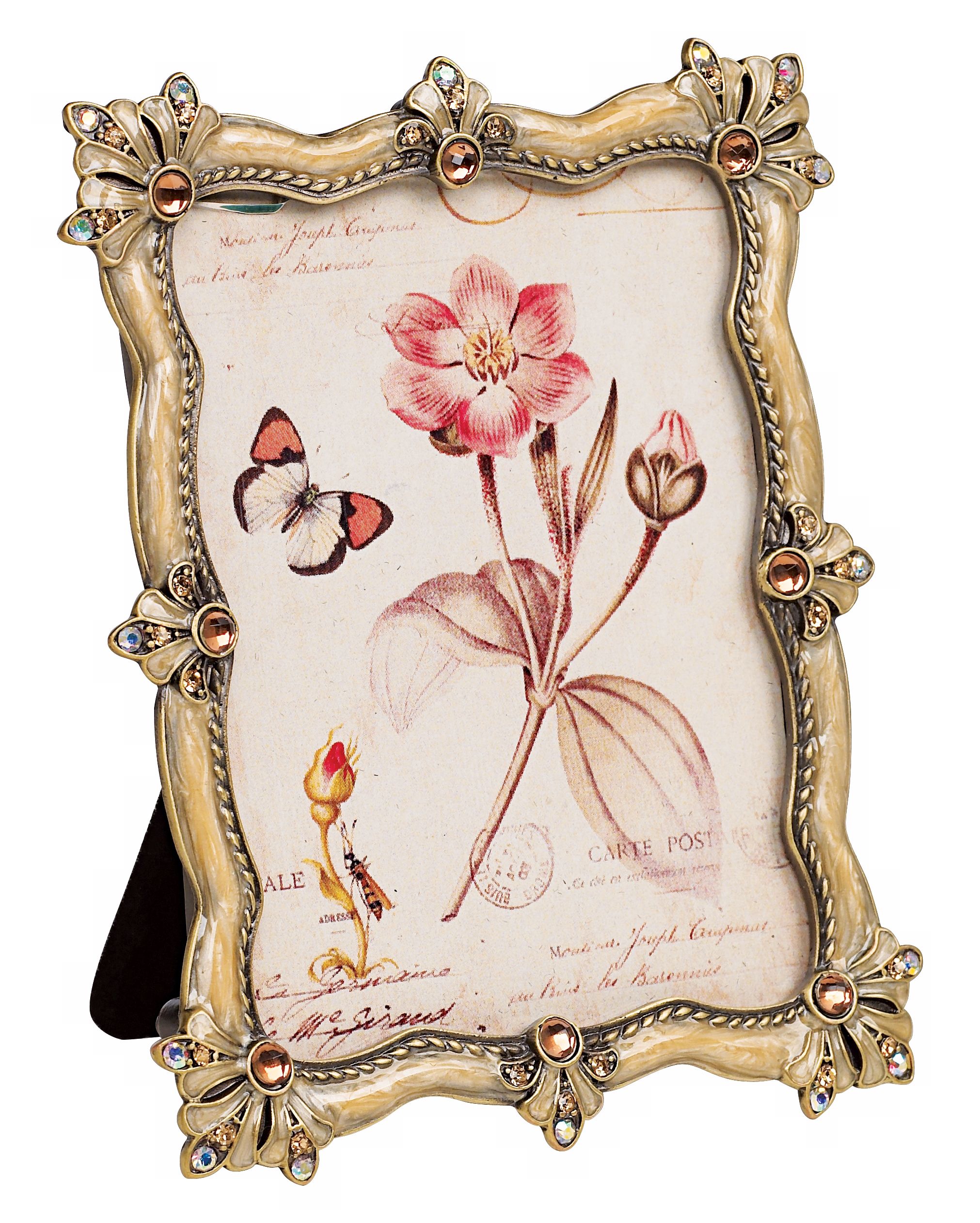 Champagne Finish Colored Jewels Accented Picture Frame