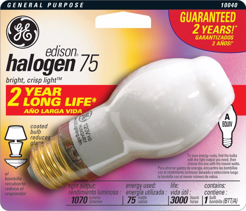 GE 75 Watt Edison Long Life Halogen Light Bulb