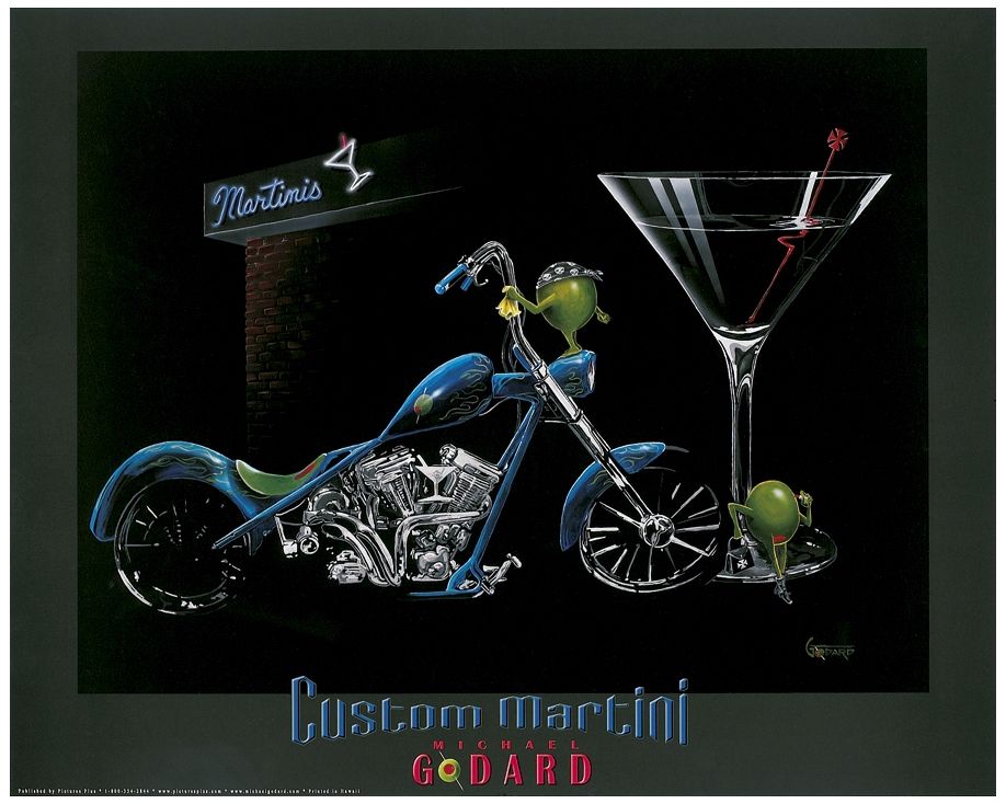 Michael Godard Martini Motorcycle 30" Wide Wall Art