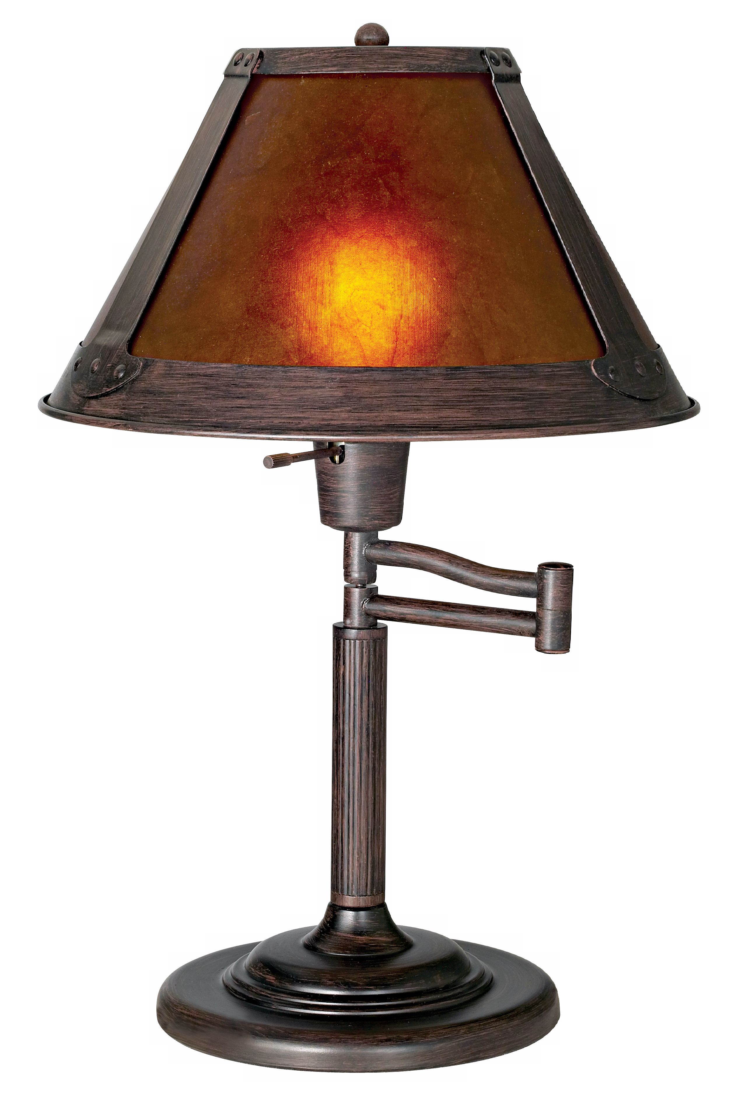 Mission Bronze With Mica Shade Swing Arm Table Lamp