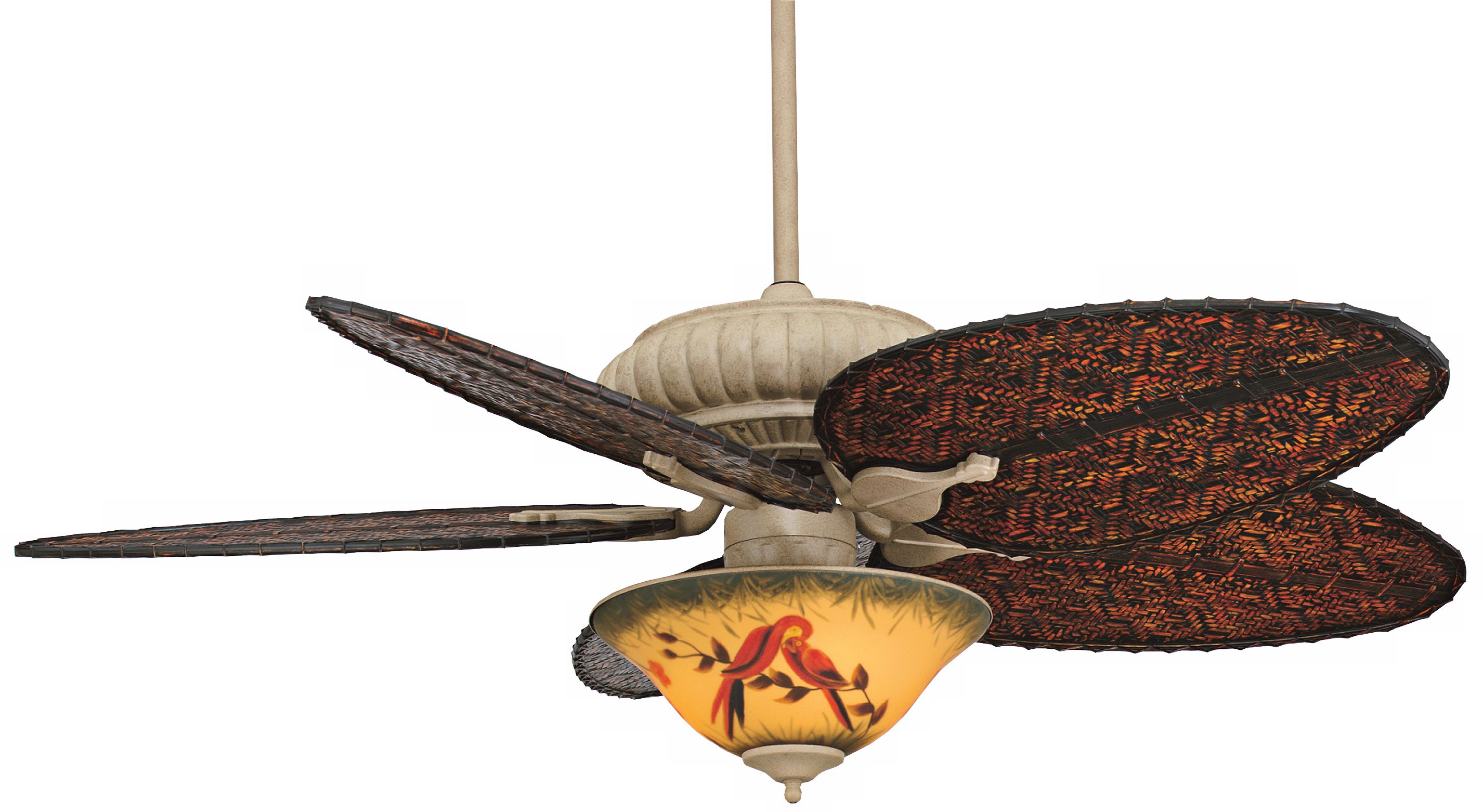 52" Fanimation Belleria Ceiling Fan and Parrot Glass Light