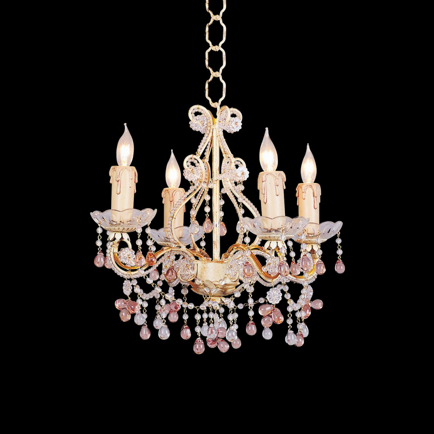 Annabella Four Light Colored Crystal Chandelier