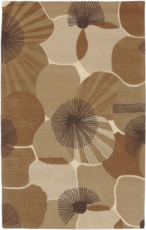 Mocha Abstract Poppies Handmade Rug