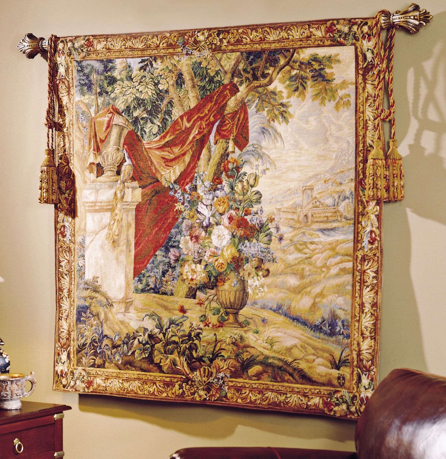 Bouquet and Drapes Tapestry Wall Art