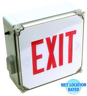 Wet Location Red LED Emergency Exit Sign with Battery 54179