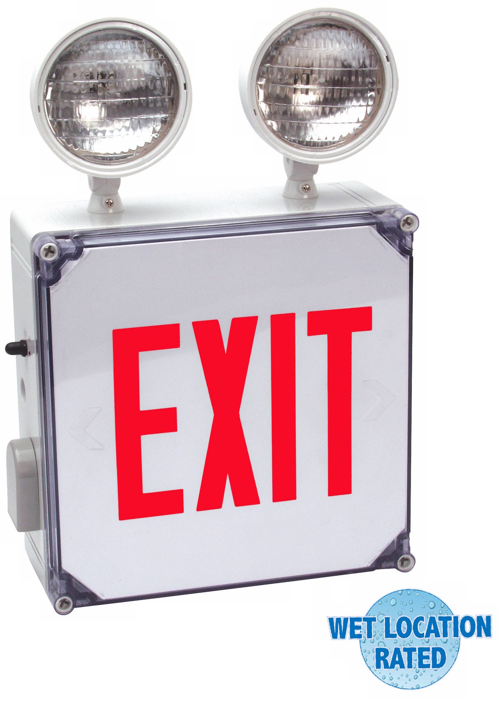 Wet Location Red Emergency Light Exit Sign