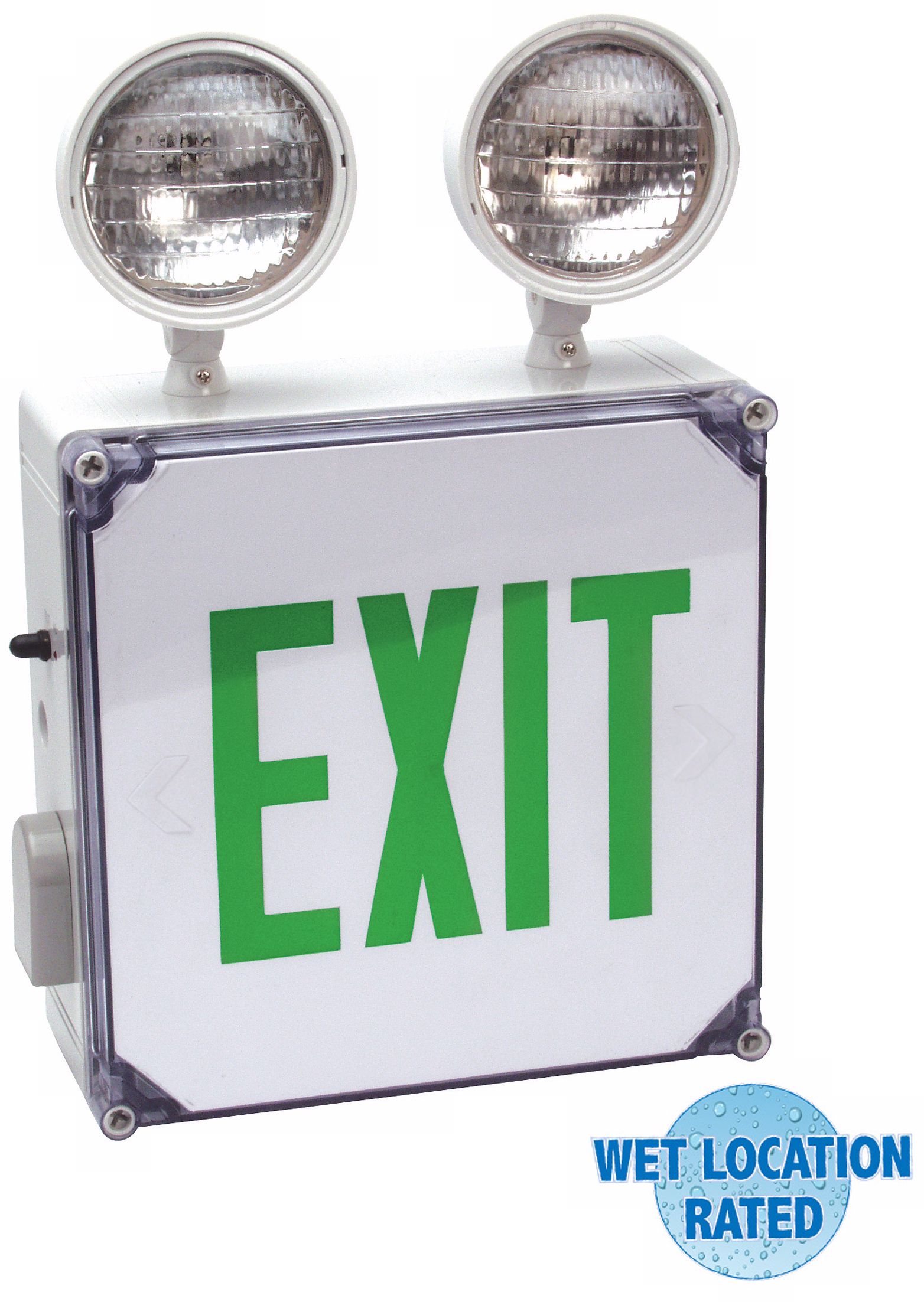 Wet Location Green Emergency Light Exit Sign