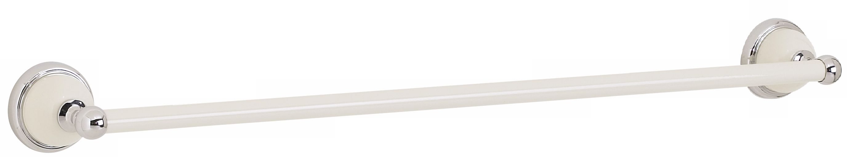24" Wide White and Chrome Finish Towel Bar