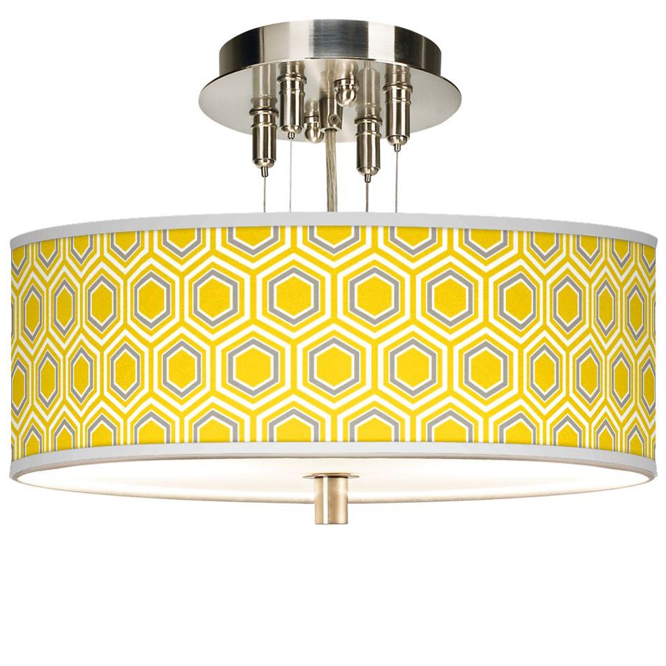Honeycomb Giclee 14" Wide Ceiling Light