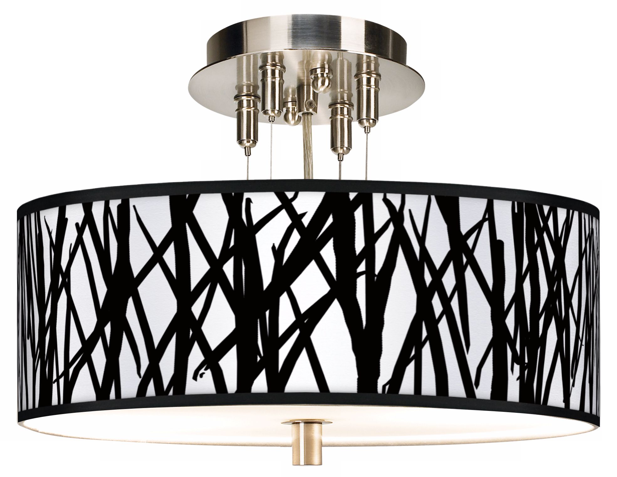 Black Jagged Stripes Giclee 14" Wide Ceiling Light