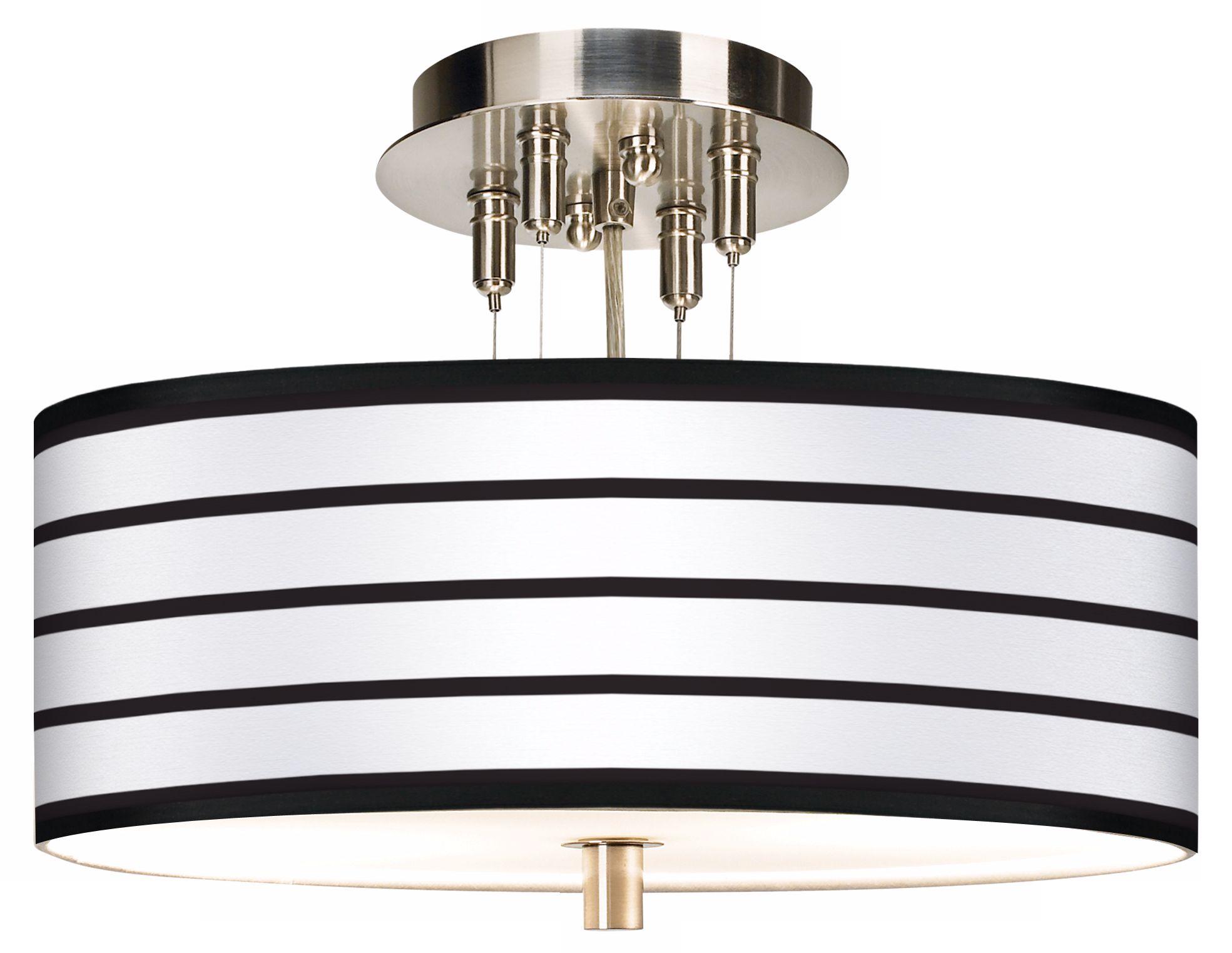 Black Parallels on White Giclee 14" Wide Ceiling Light