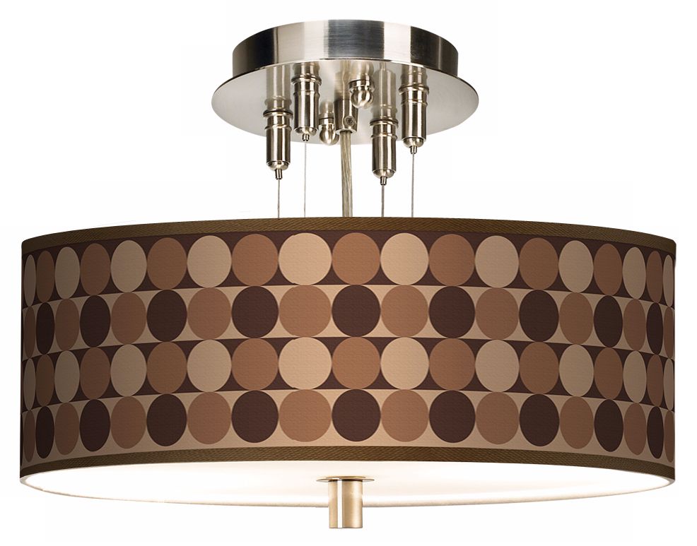 Sienna Grey Circles Giclee 14" Wide Ceiling Light