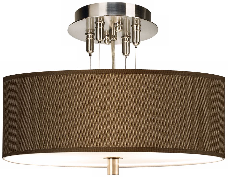 Woven Wicker Giclee 14" Wide Ceiling Light