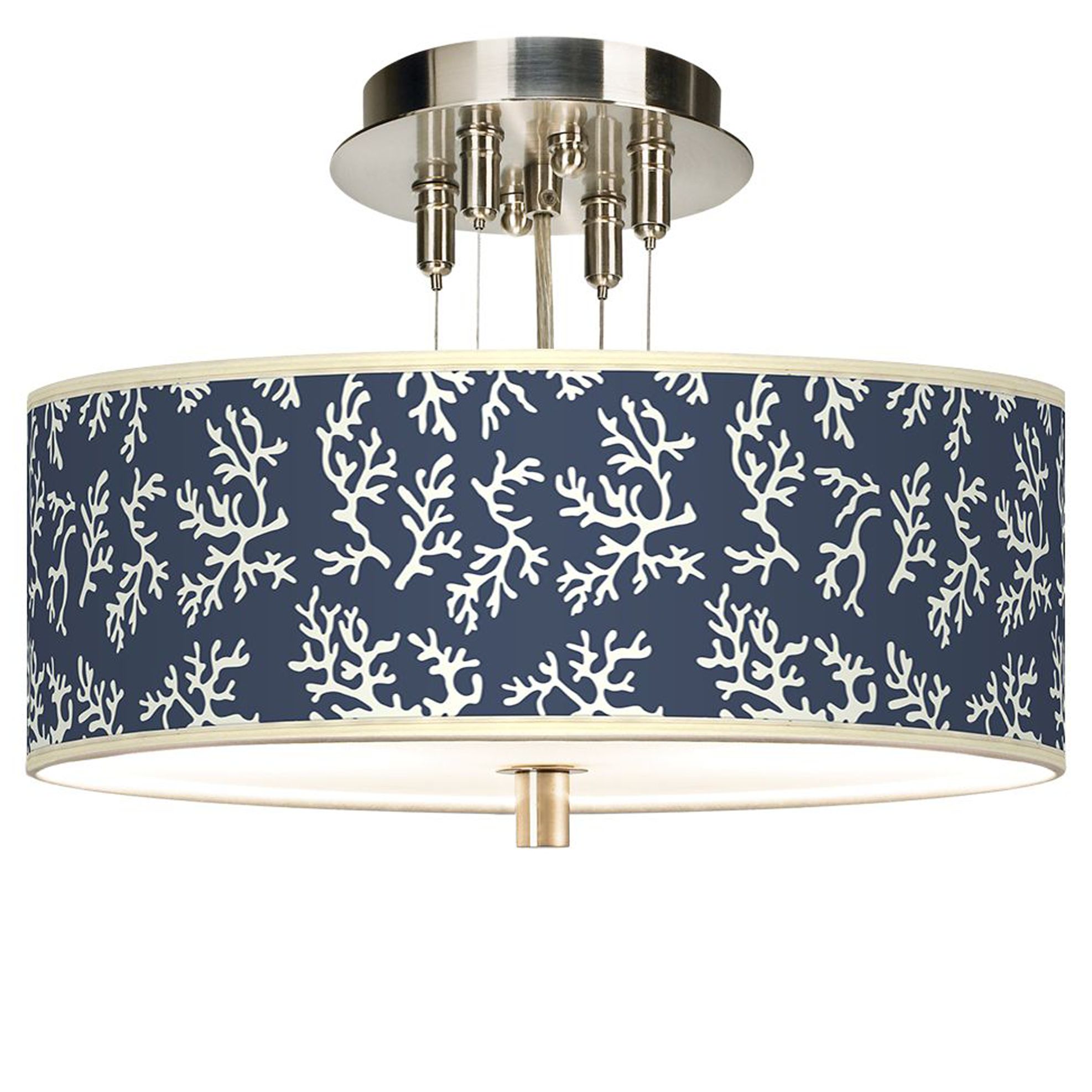 Prussian Coral Giclee 14" Wide Ceiling Light
