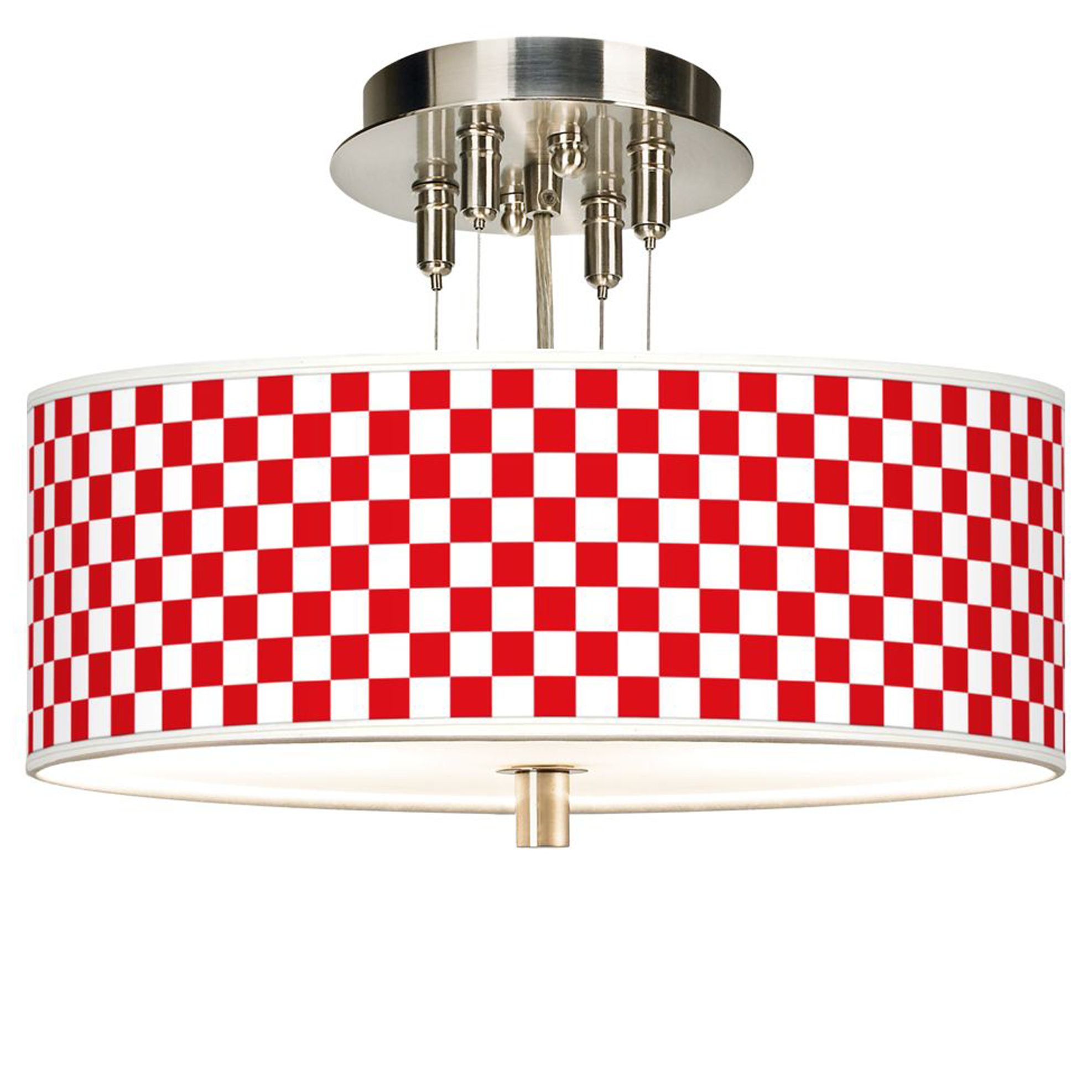 Checkered Red Giclee 14" Wide Ceiling Light