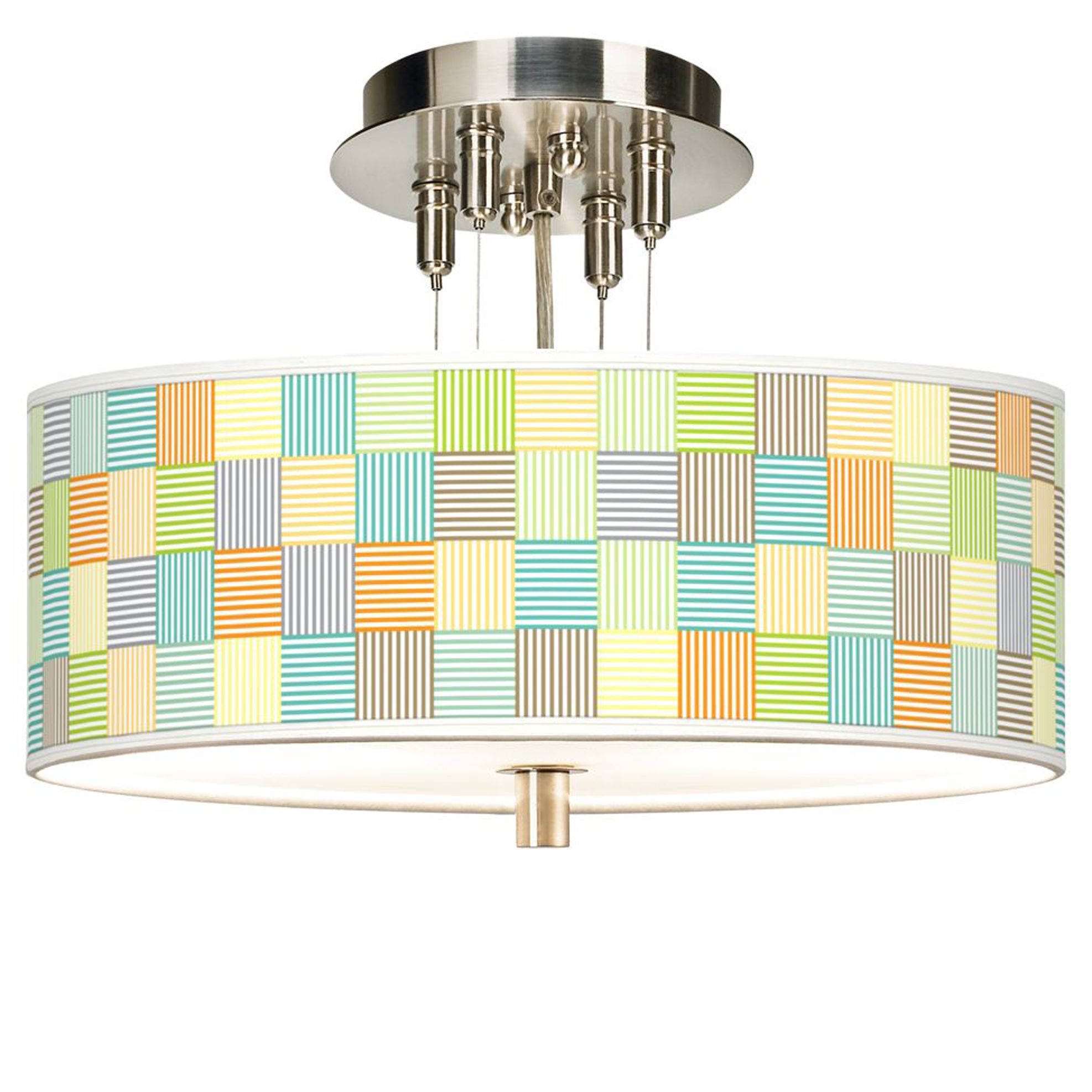 Pixel Light Giclee Brushed Steel 14" Wide Ceiling Light
