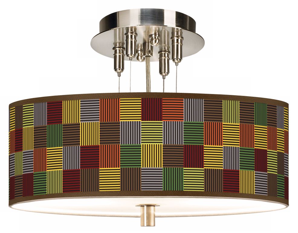 Pixel Forest Giclee Brushed Steel 14" Wide Ceiling Light