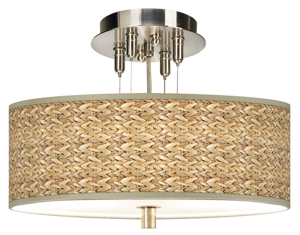 Seagrass Giclee 14" Wide Ceiling Light