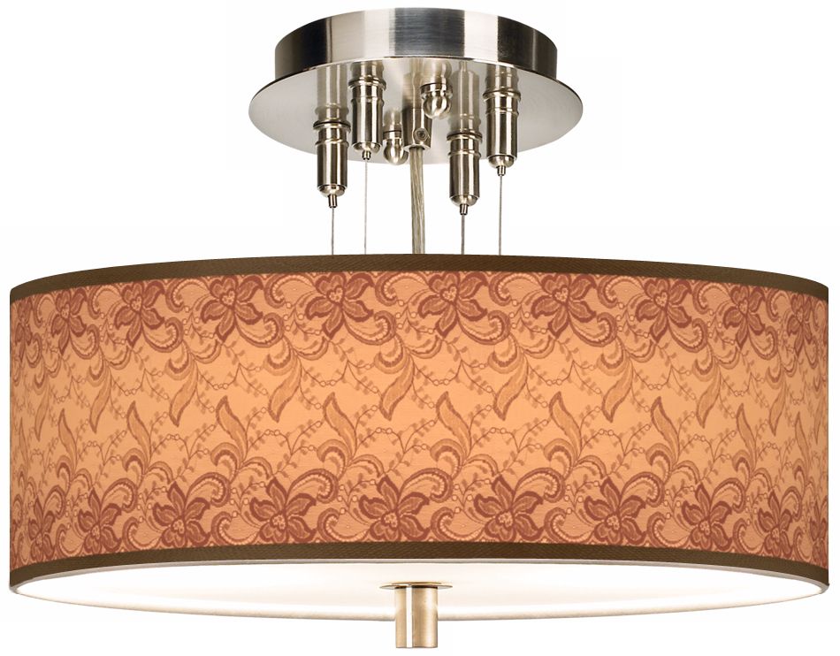 Sepia Lace Giclee 14" Wide Ceiling Light