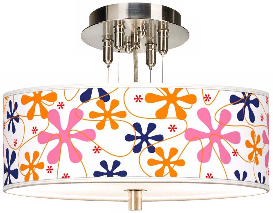 Retro Pink Giclee 14" Wide Ceiling Light