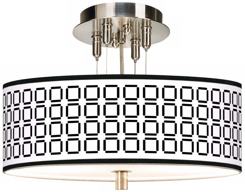 Open Grid Giclee 14" Wide Ceiling Light