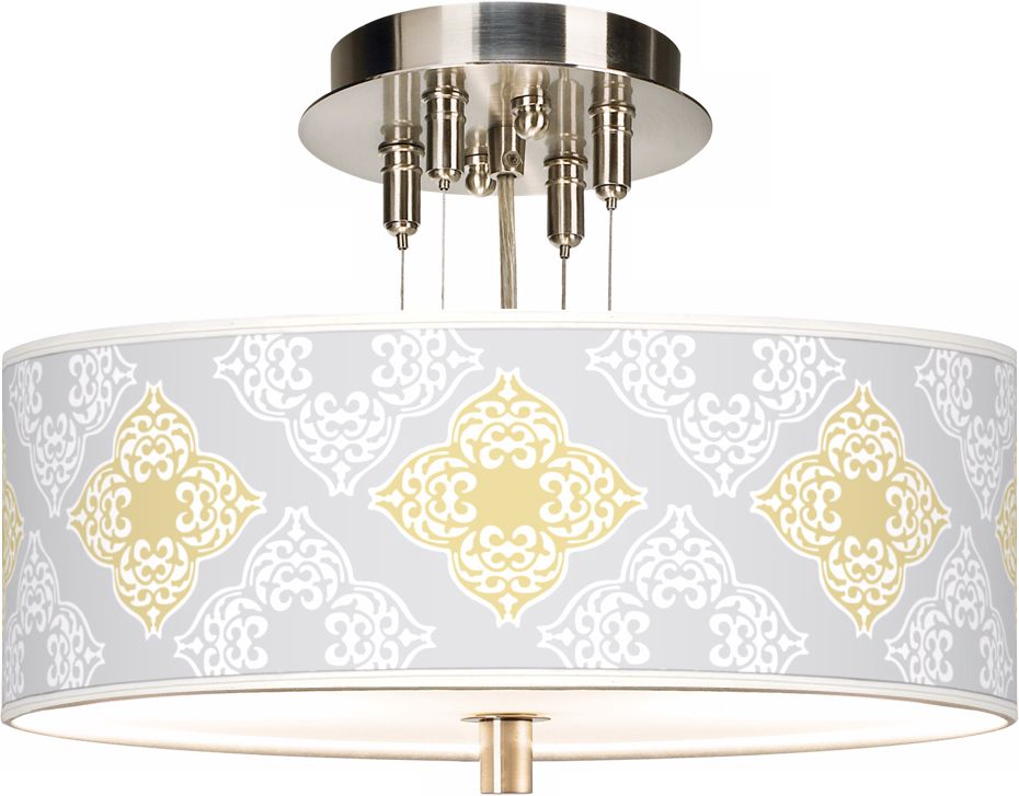 Aster Grey Giclee 14" Wide Ceiling Light