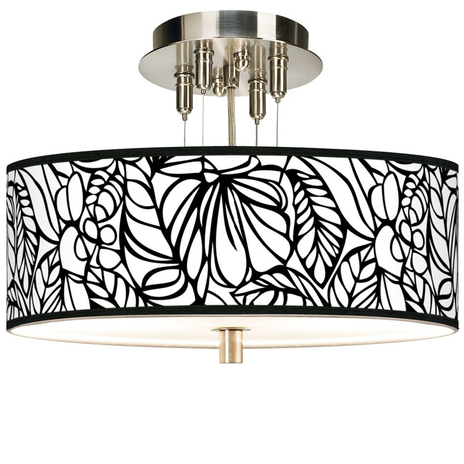 Jungle Moon Giclee Brushed Steel 14" Wide Ceiling Light