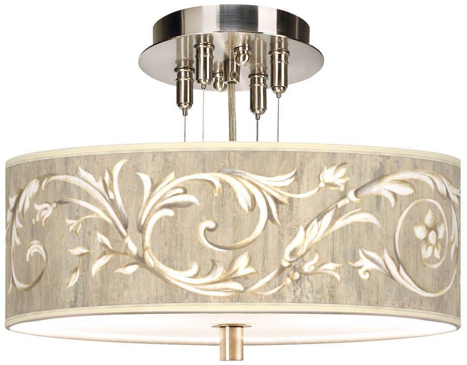 Brushed Steel Laurel Court 14" Semi-Flushmount Ceiling Light