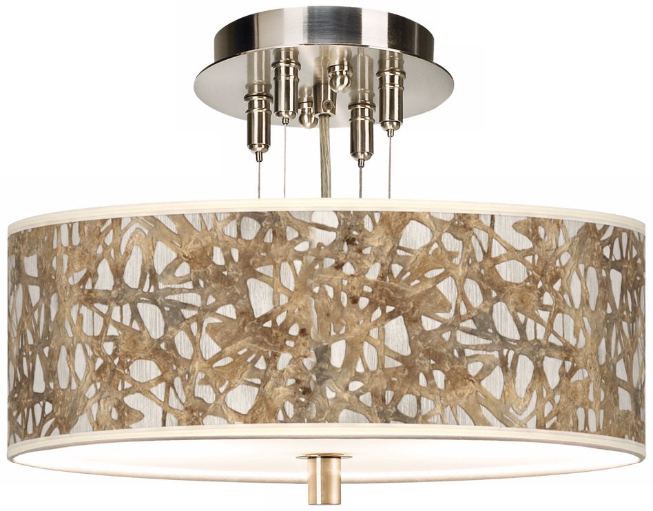 Organic Nest Giclee 14" Wide Semi-Flush Ceiling Light