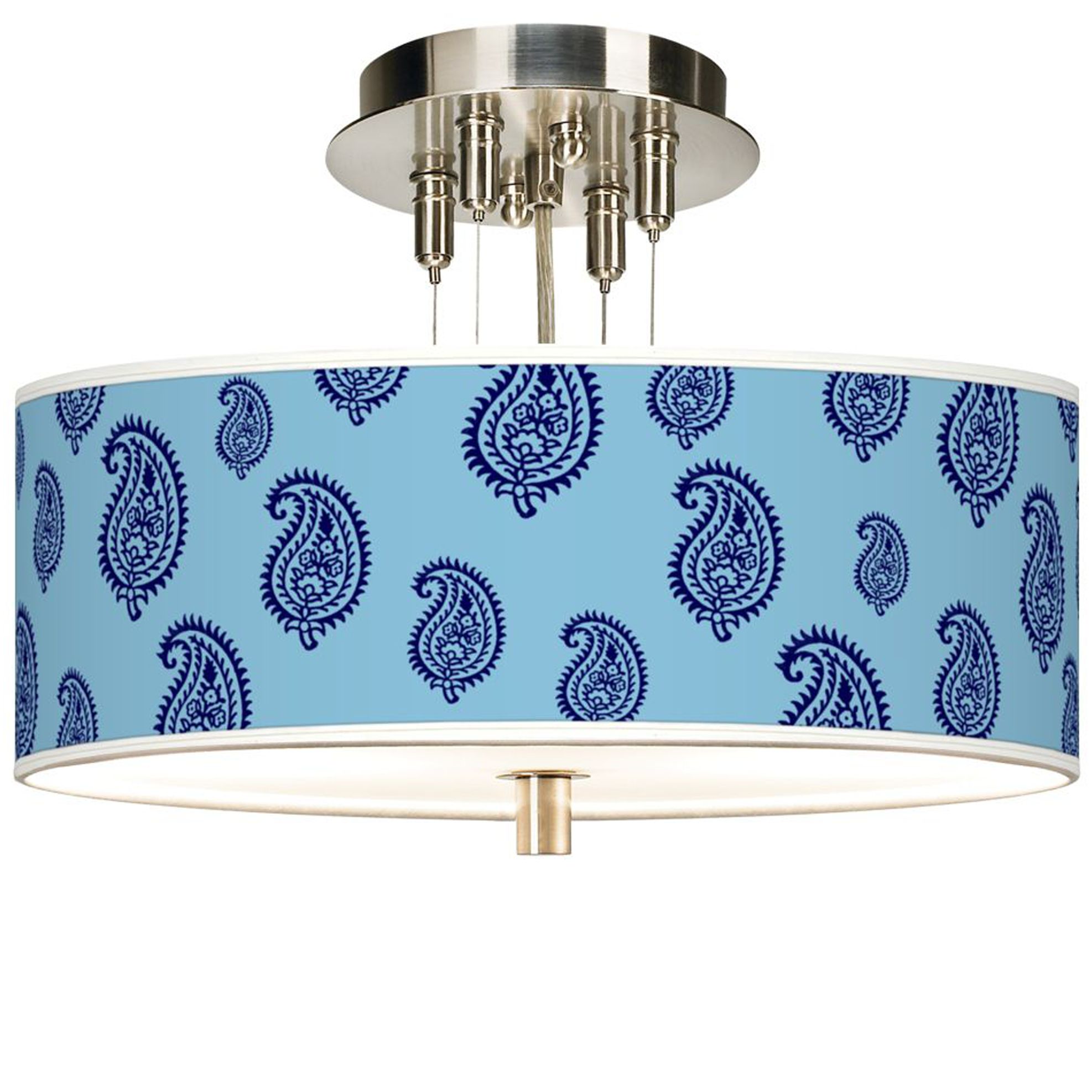 Paisley Rain Giclee 14" Wide Semi-Flush Ceiling Light