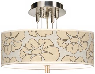Floral Silhouette Giclee 14 Wide Semi Flush Ceiling Light 55369 T5800