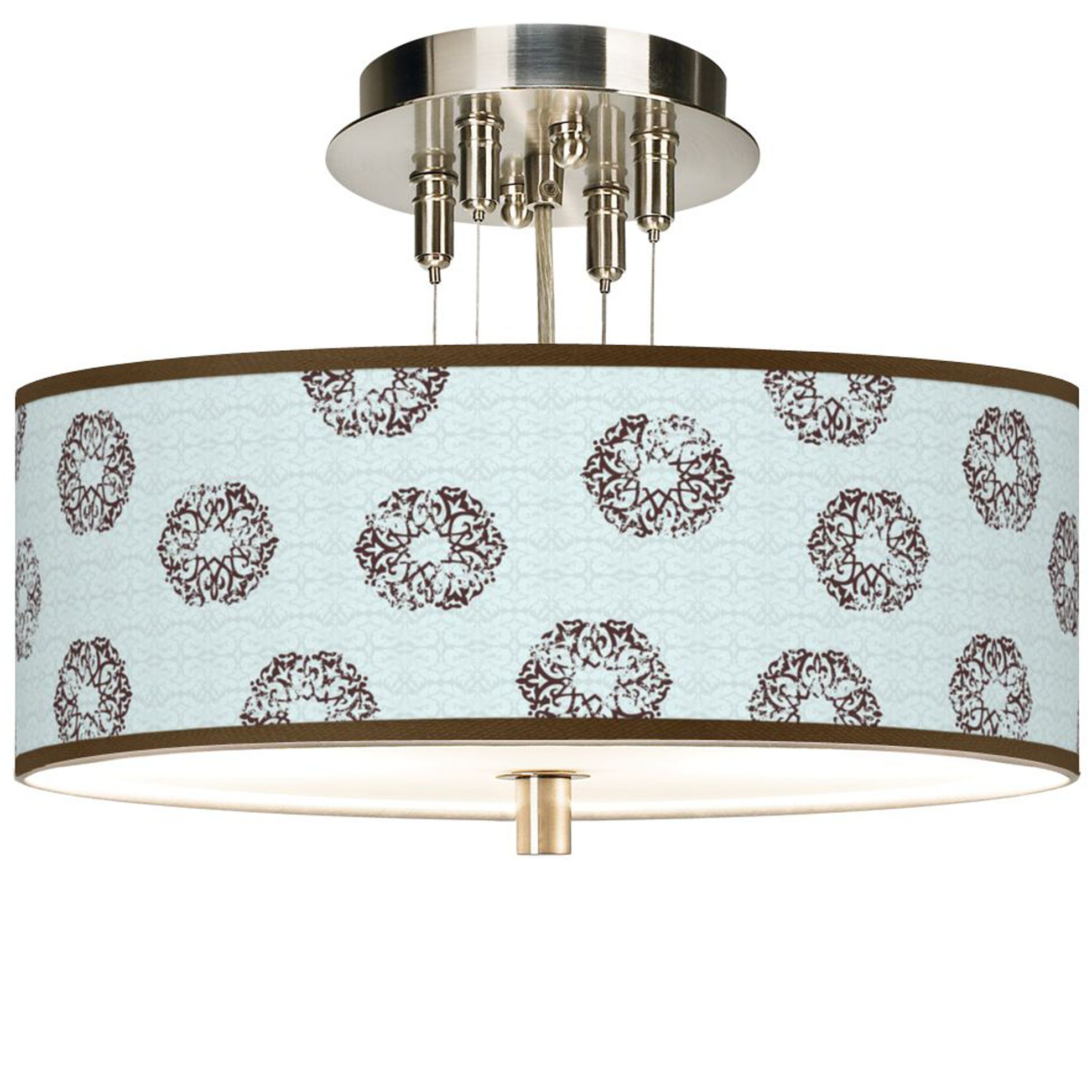 Weathered Medallion Giclee 14" Wide Semi-Flush Ceiling Light