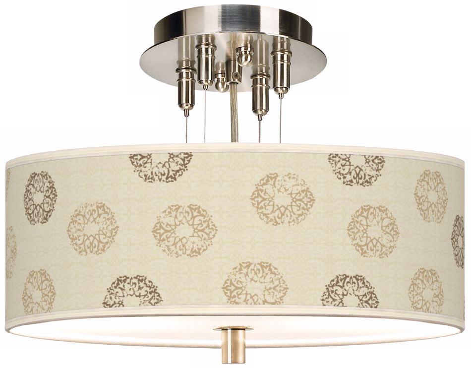 Sand Medallion Giclee 14" Wide Semi-Flush Ceiling Light