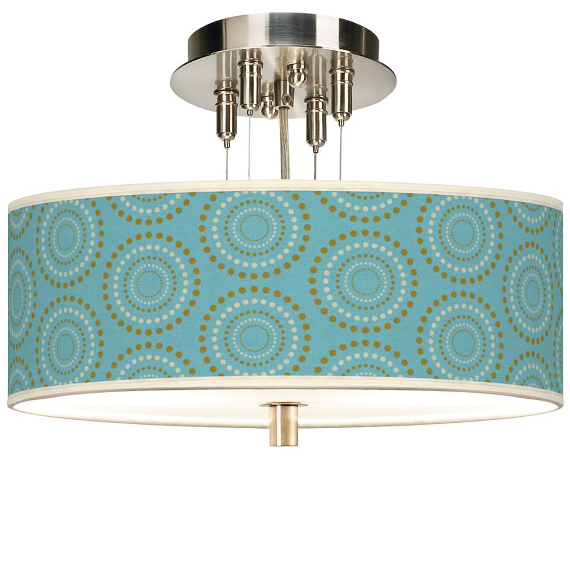 Blue Calliope Linen Giclee 14" Wide Semi-Flush Ceiling Light