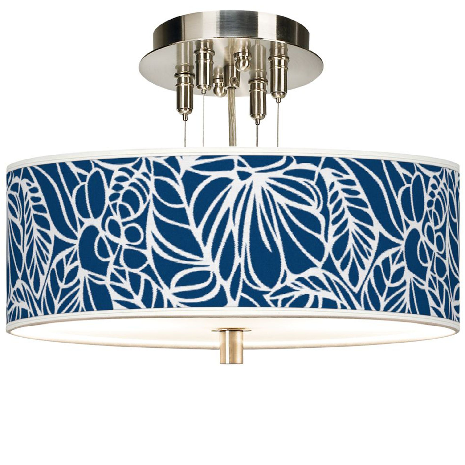 Jungle Rain Giclee 14" Wide Semi-Flush Ceiling Light