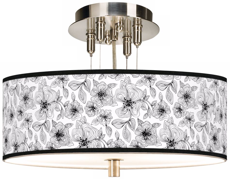 Stacy Garcia Linear Floral Giclee 14" Wide Ceiling Light