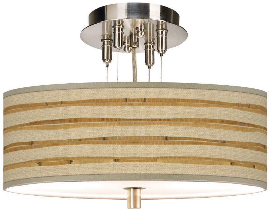 Bamboo Wrap 14" Wide Semi-Flushmount Ceiling Light