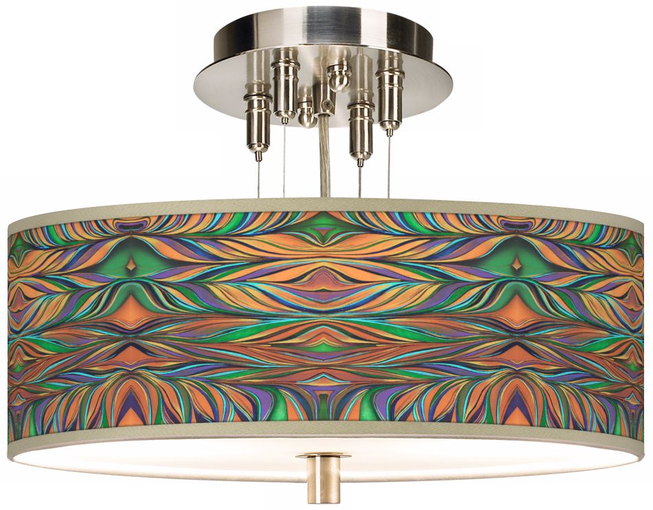 Exotic Peacock Giclee 14" Wide Ceiling Light