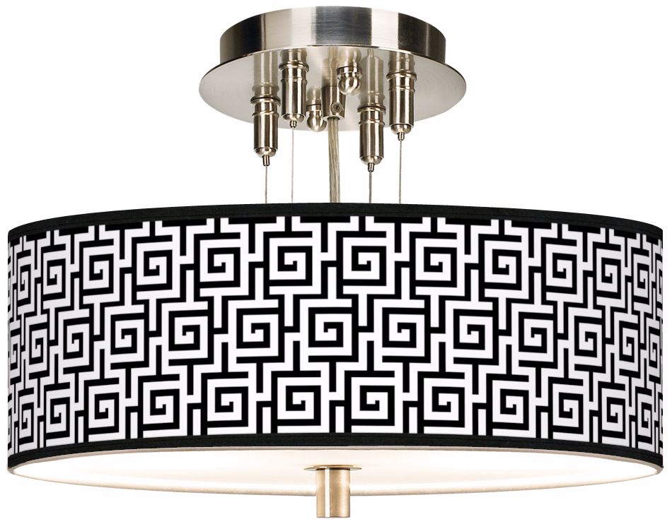Greek Key Giclee 14" Wide Ceiling Light