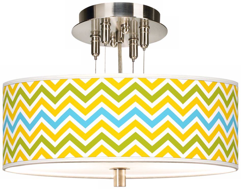Citrus Zig Zag Giclee 14" Wide Ceiling Light