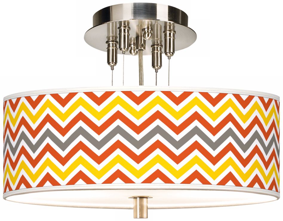 Flame Zig Zag Giclee 14" Wide Ceiling Light