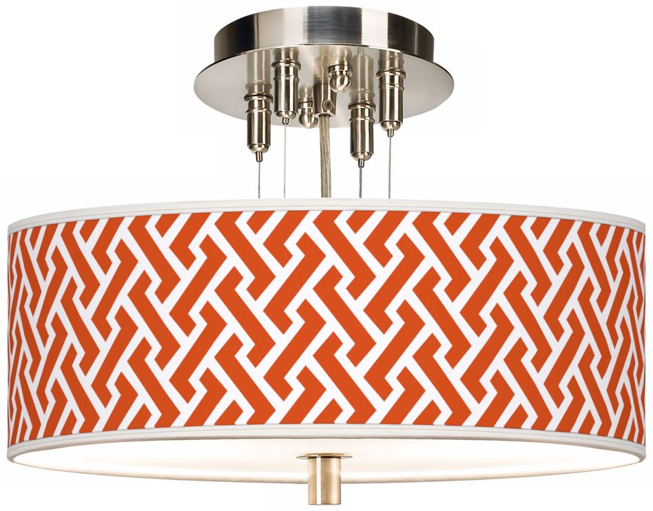 Red Brick Weave Giclee 14" Wide Ceiling Light