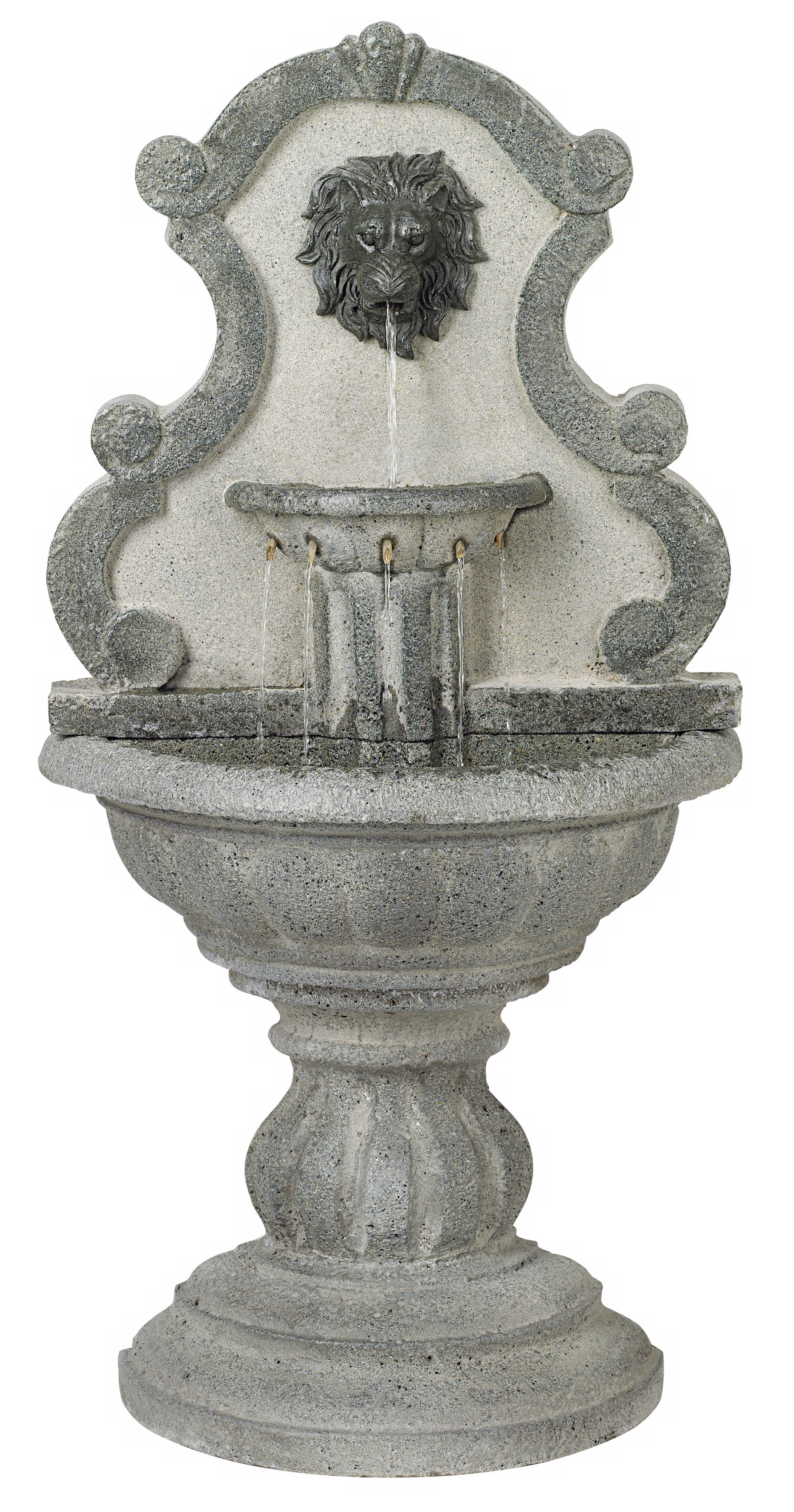 Classic Lions Head Reconstituted Granite Floor Fountain