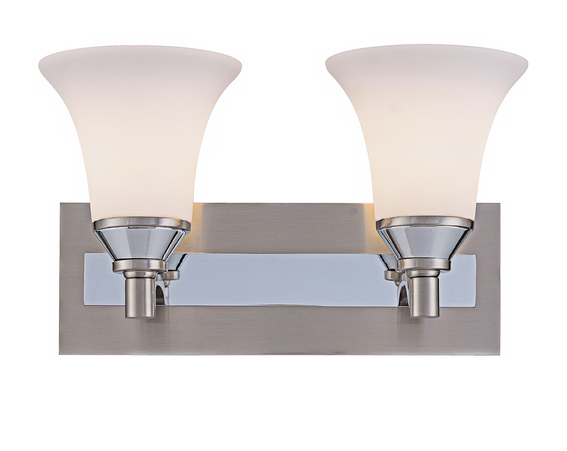 Brushed Steel and Chrome Two Light Bath Light Fixture