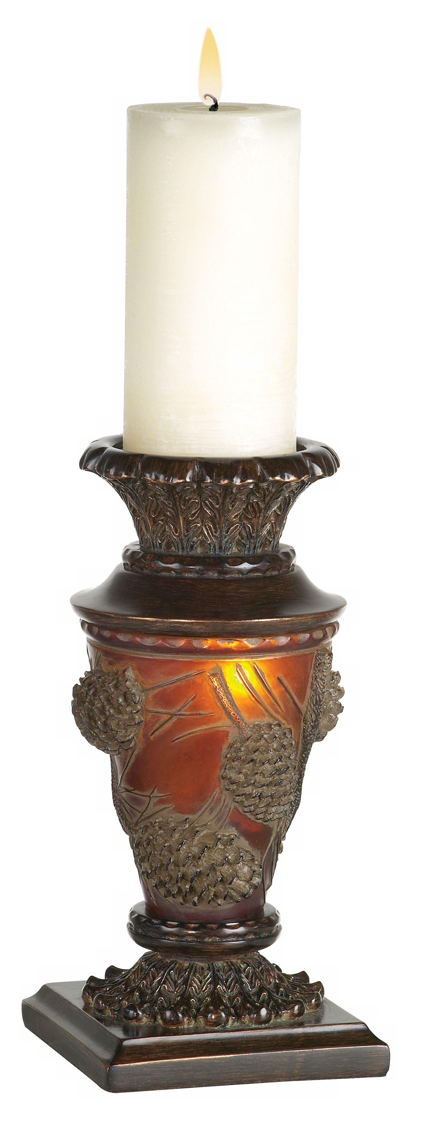 Glacier Mountain Pinecone Glow Candle Holder Accent Lamp