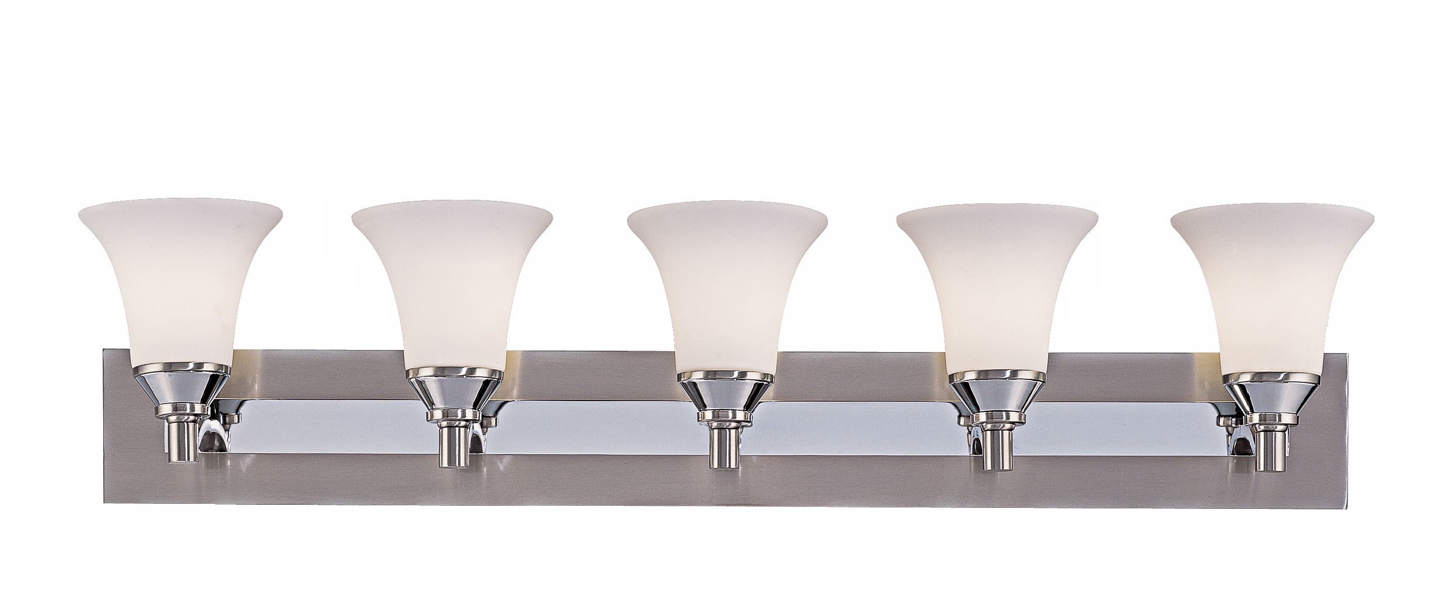 Brushed Steel & Chrome Five Light Bath Light Fixture