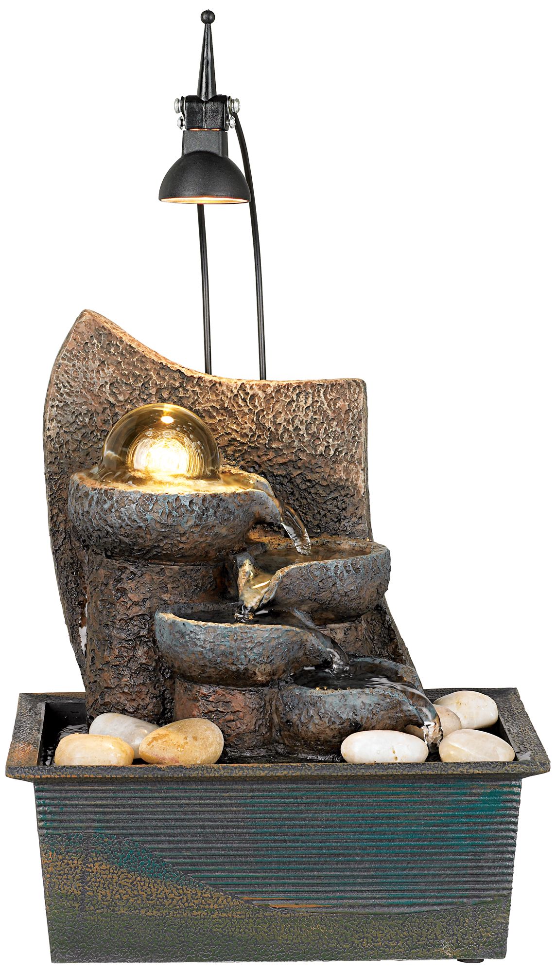 Faux Stone Three Tier with Crystal Ball Table Fountain