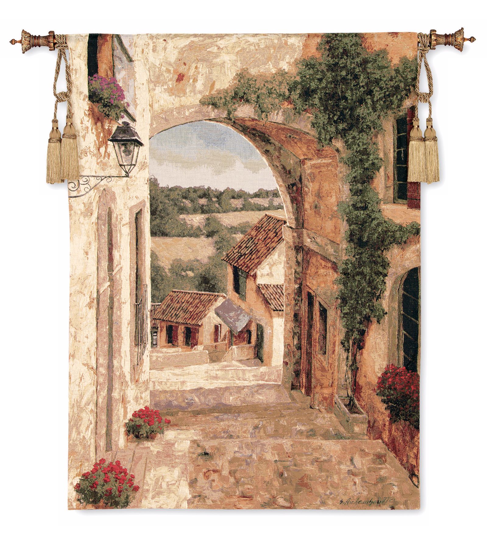 Going Down to the Village 46" Long Wall Art Tapestry